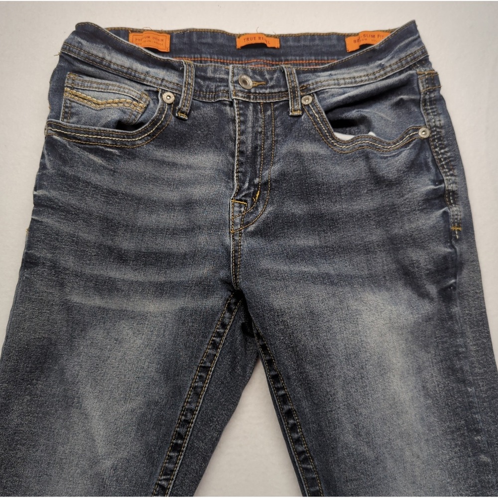 True Rebel Jeans Premium 808 Slim Fit Mens 30x30 Dk Blue Cotton Blend Gray Label